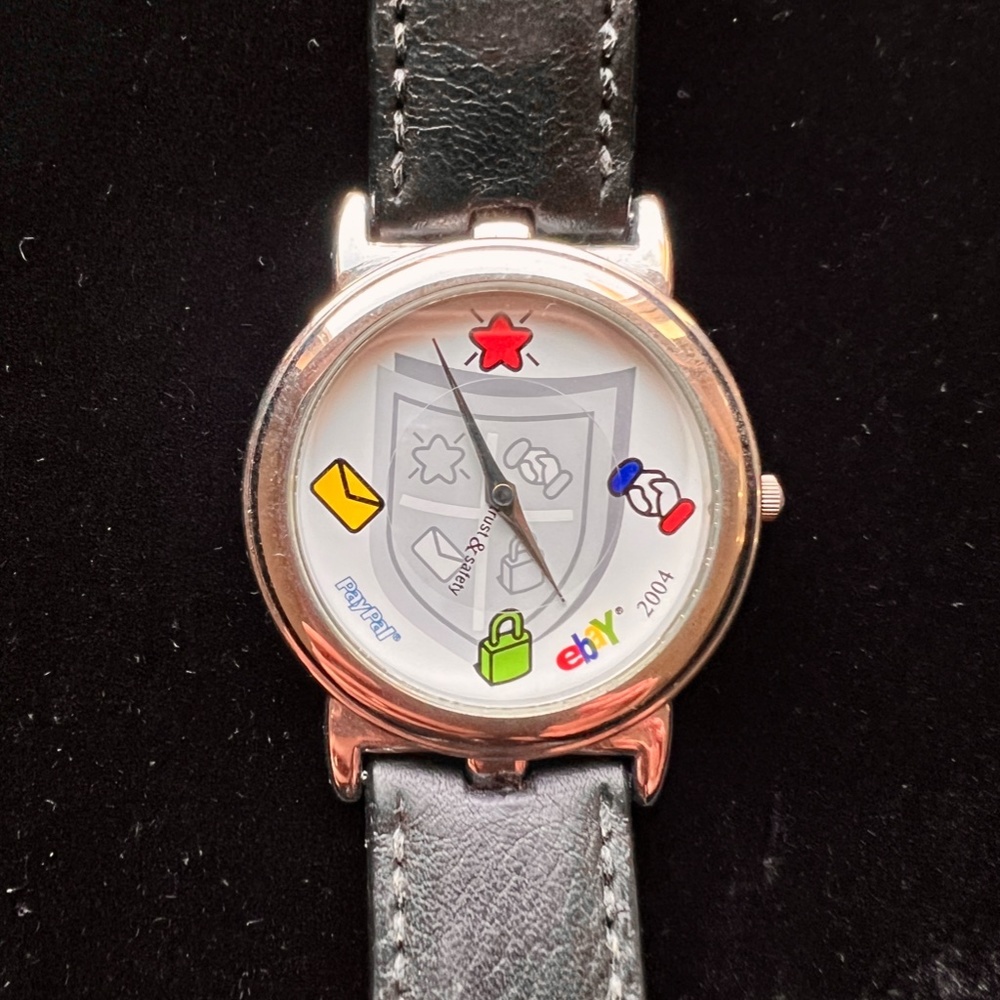 eBay 2004 Silver Watch w/ Black Hadley Roma Leather Watch strap